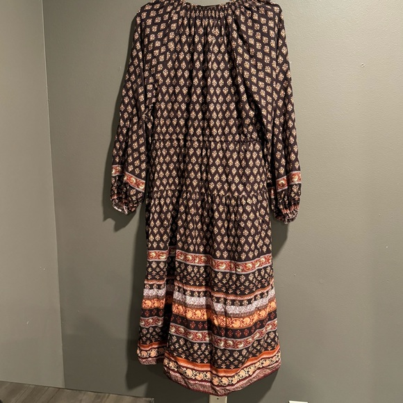 Old Navy Cinch Waist Floral Midi Tiered Boho  Dress Size Large Tall - Picture 2 of 10